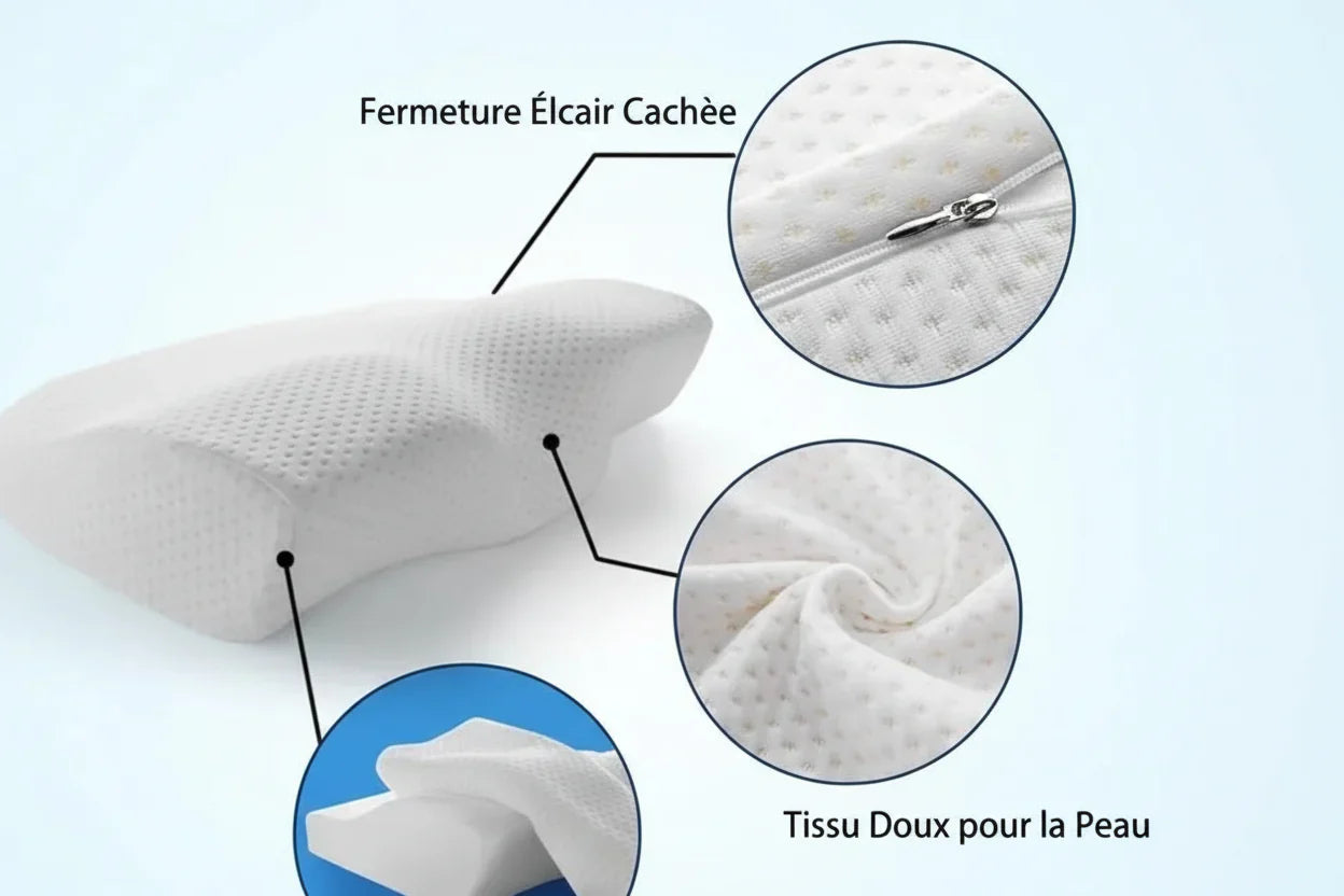 Oreiller cervical ergonomique en forme de papillon à mémoire de forme