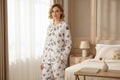 Pyjama Femme 100% Coton Crêpe – Ensemble 2 Pièces Manches Longues Floral – Livraison Offerte FR & EU