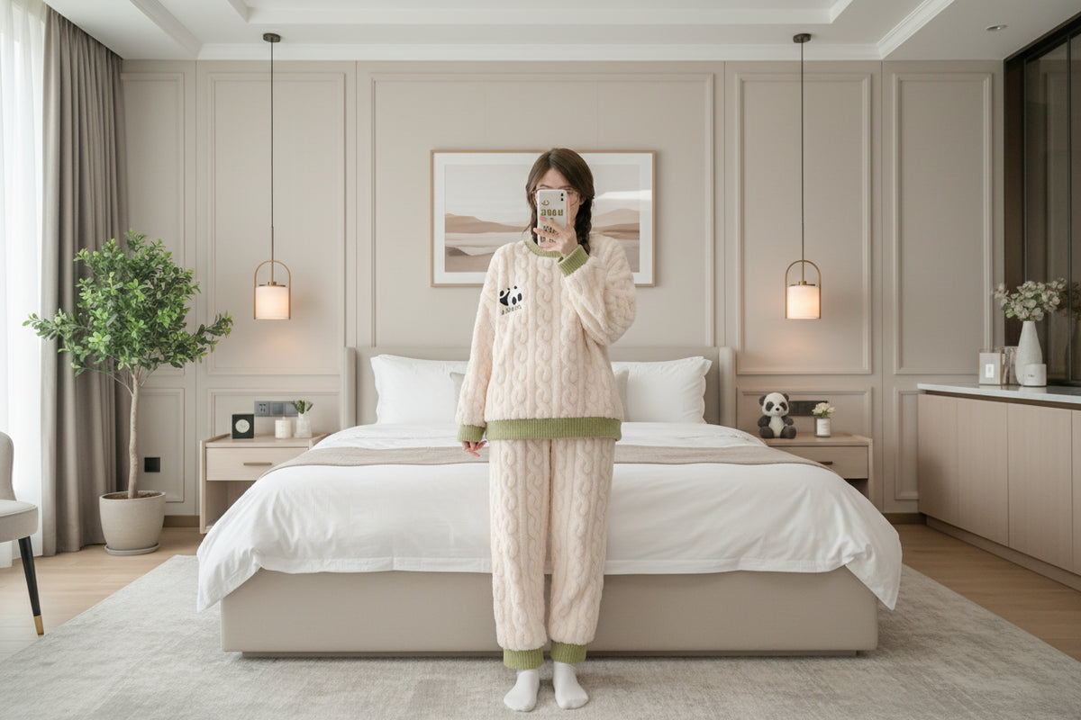 Pyjama Femme en Flanelle Épaisse – Motif Panda