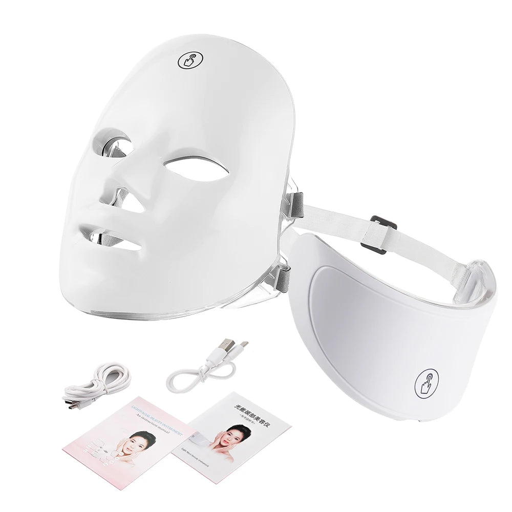 Masque LED Visage & Cou – 7 Couleurs Luminothérapie | Soin Anti-Âge & Éclat