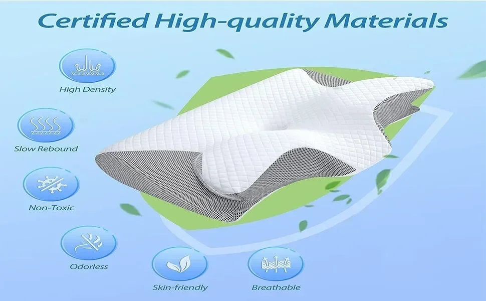 Oreiller Cervical à Mémoire de Forme 2 en 1 – Contour Ergonomique Orthopédique Anti-Douleur