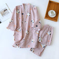 Pyjama Kimono Japonais Femme en Coton Gaze – Motif Chat Mignon – Livraison Offerte FR & EU