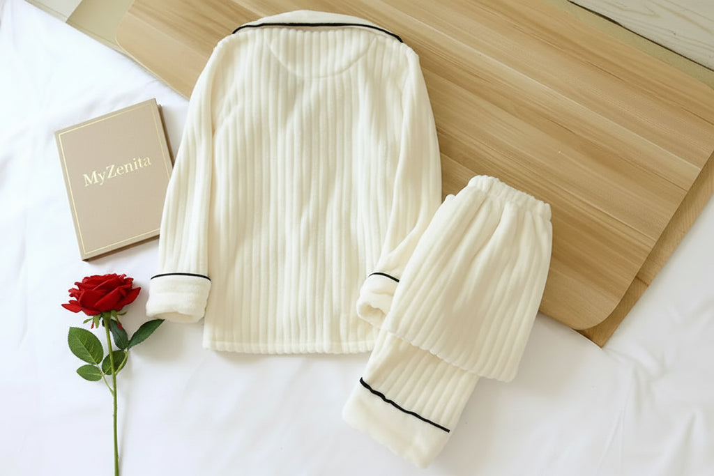 Pyjama Femme en Polaire Épaisse – Col Carré