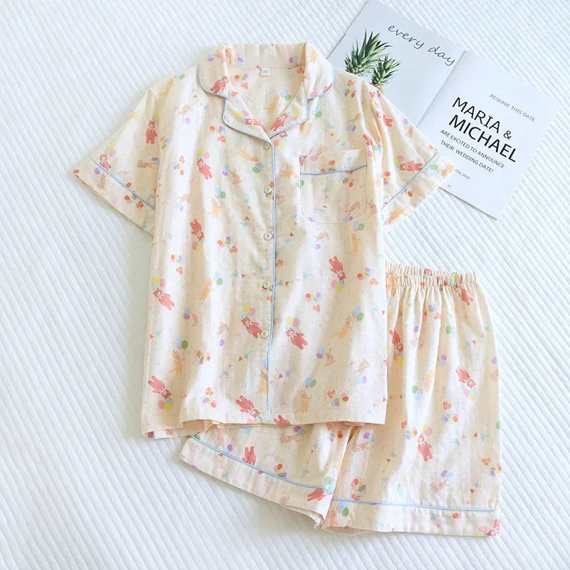 Ensemble Pyjama Femme 100% Coton – T-shirt Manches Courtes & Short - Livraison Offerte