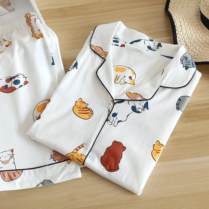 Ensemble Pyjama Femme 100% Coton – T-shirt Manches Courtes & Short - Livraison Offerte