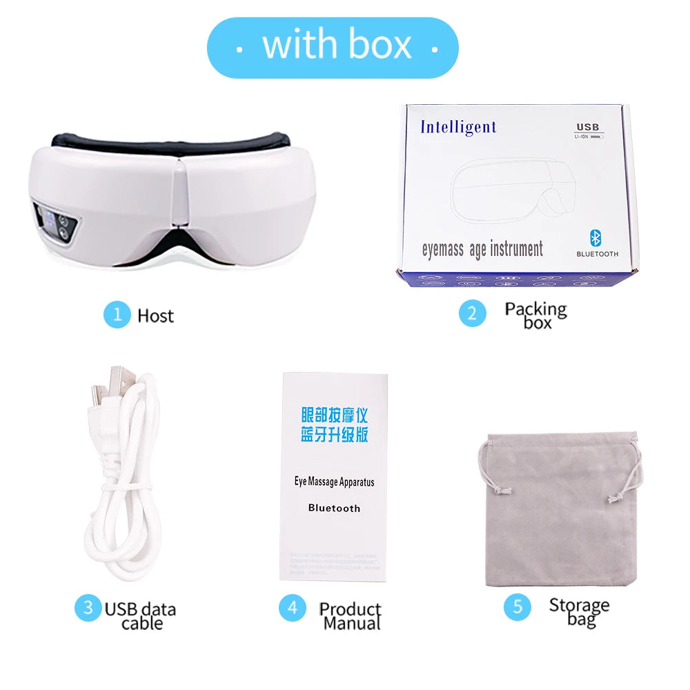 Masseur Intelligent pour les Yeux – Vibration, Airbag & Bluetooth