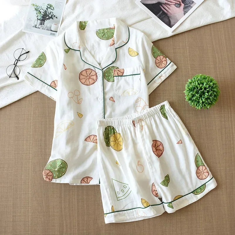 Ensemble Pyjama Femme 100% Coton – T-shirt Manches Courtes & Short - Livraison Offerte