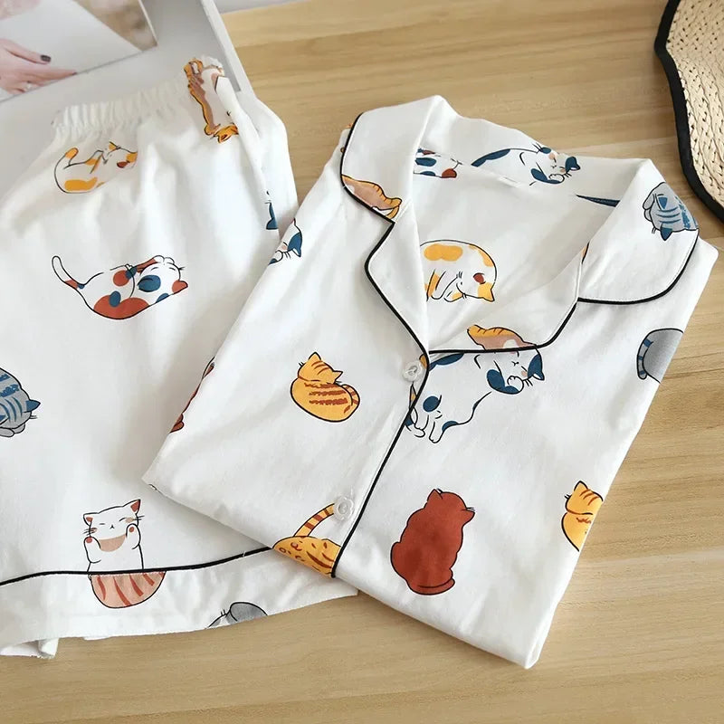 Ensemble Pyjama Femme 100% Coton – T-shirt Manches Courtes & Short - Livraison Offerte