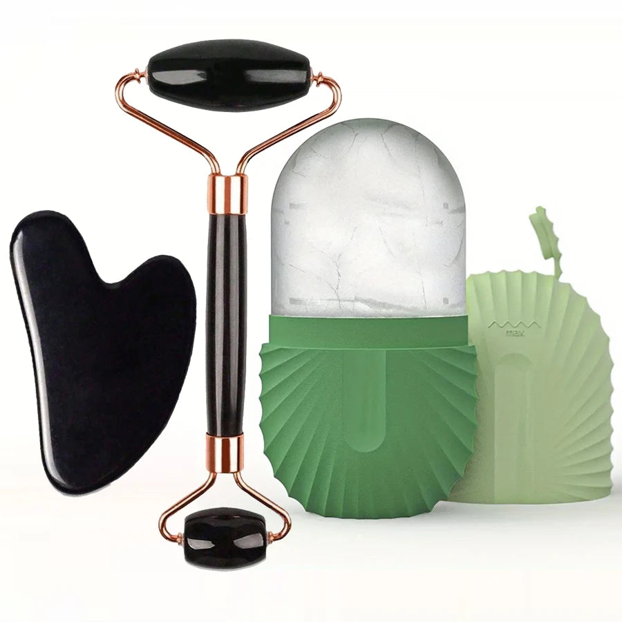 Rouleau Glaçon Visage & Gua Sha – Set Soin Anti-Poches & Contouring | MyZenita