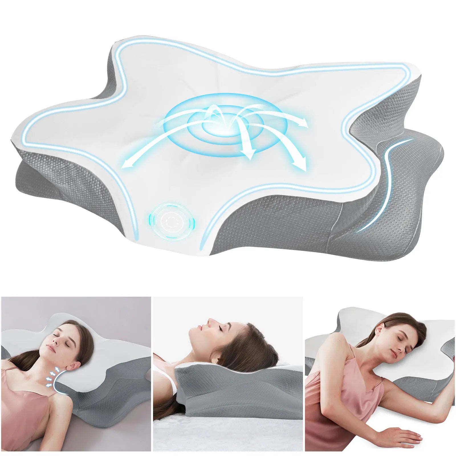 Oreiller Cervical à Mémoire de Forme Rafraîchissant Ice Silk 63x42,5cm – Housse Lavable