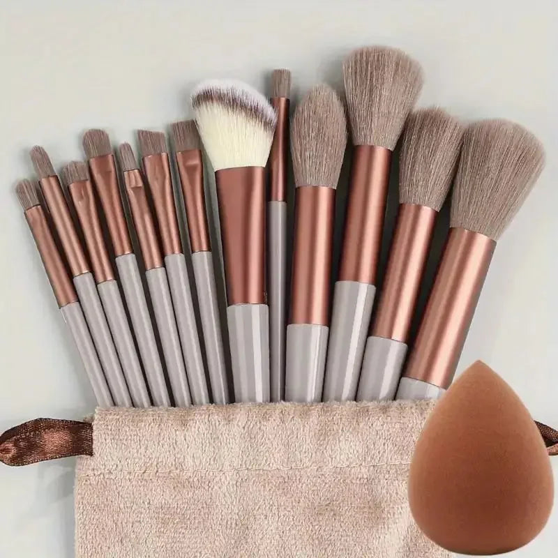 Set 13 Pinceaux Maquillage Professionnel – Poils Doux & Sac de Rangement | Livraison Offerte FR & EU