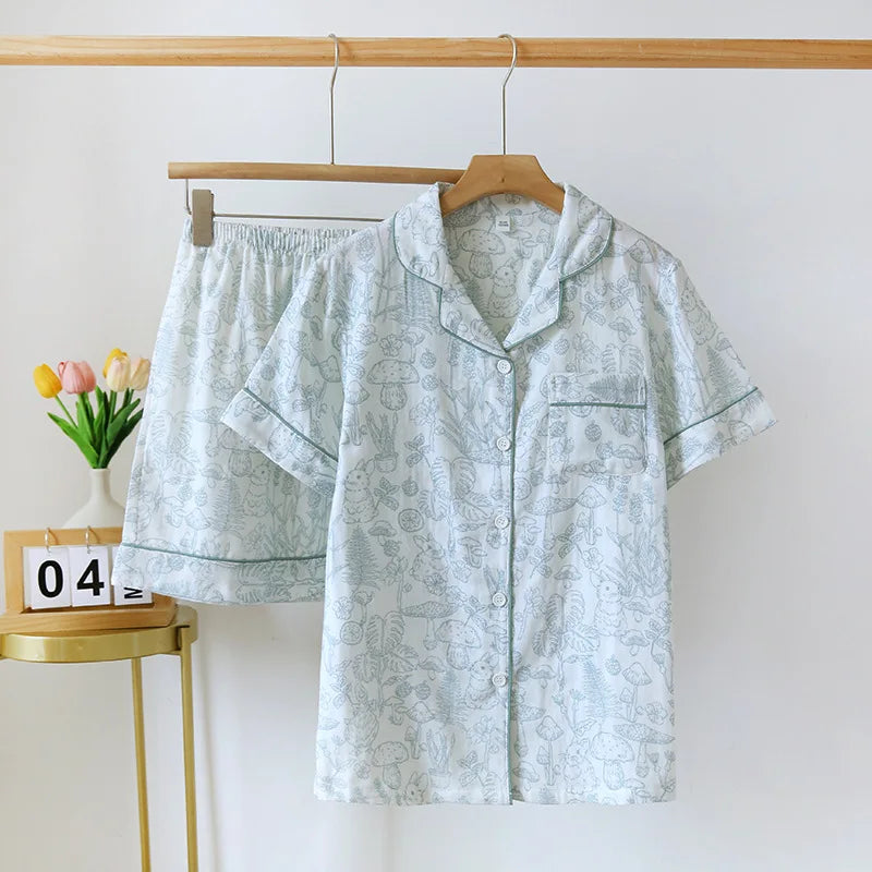 Ensemble Pyjama Femme 100% Coton – T-shirt Manches Courtes & Short - Livraison Offerte