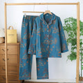 Pyjama Femme 100% Coton Crêpe – Ensemble 2 Pièces Manches Longues Motif Floral – Livraison Offerte FR & EU