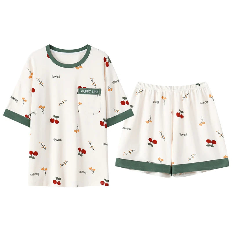Pyjama Femme Été Coton – Ensemble Short & T-shirt avec Maintien Intégré