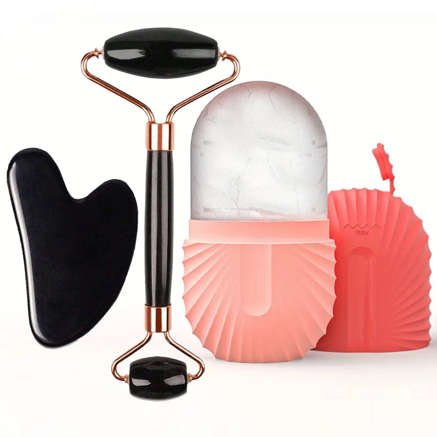 Rouleau Glaçon Visage & Gua Sha – Set Soin Anti-Poches & Contouring | MyZenita
