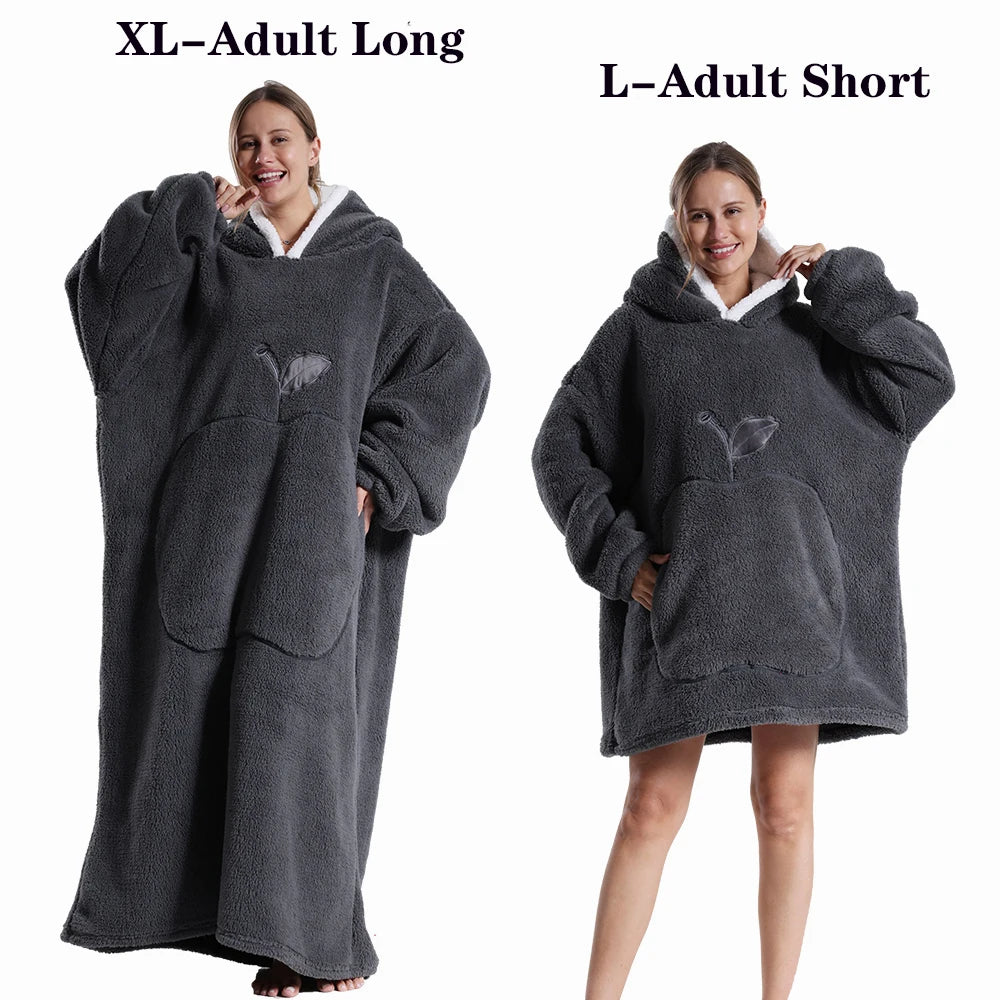 Sweat Plaid Oversize à Capuche – Polaire Douce et Chaude