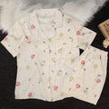 Pyjama Femme Été Imprimé Kawaii – Ensemble Short Col Revers Style Coréen
