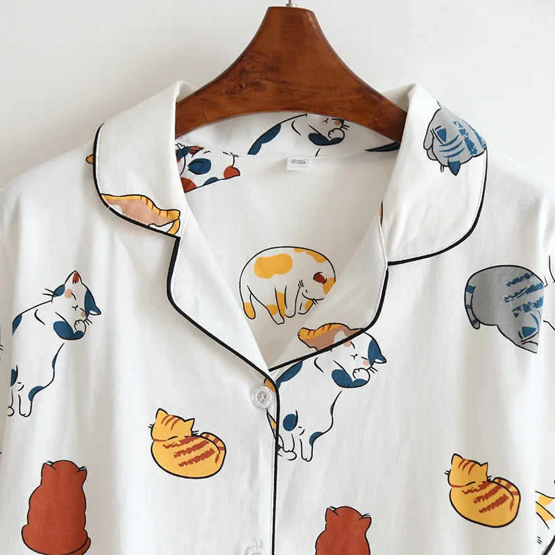 Ensemble Pyjama Femme 100% Coton – T-shirt Manches Courtes & Short - Livraison Offerte