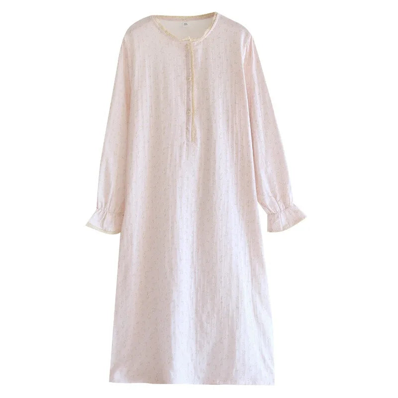 Chemise de Nuit Femme 100% Coton Gaze – Florale & Respirante | Printemps Été