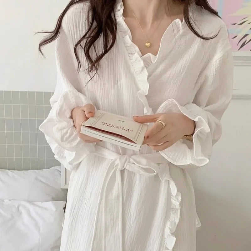 Robe de Nuit Femme Manches Longues – Légère & Élégante | Printemps Automne