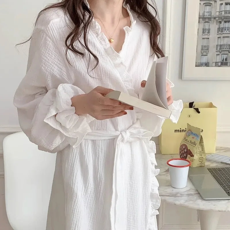 Robe de Nuit Femme Manches Longues – Légère & Élégante | Printemps Automne