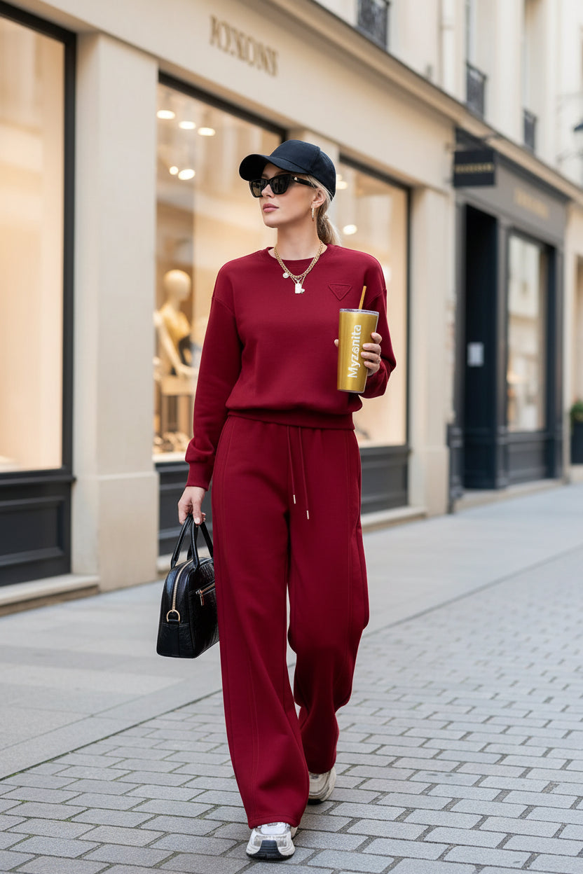 Ensemble Sportswear Femme – Sweatshirt & Pantalon | Style Coréen Automne/Hiver – Livraison Offerte