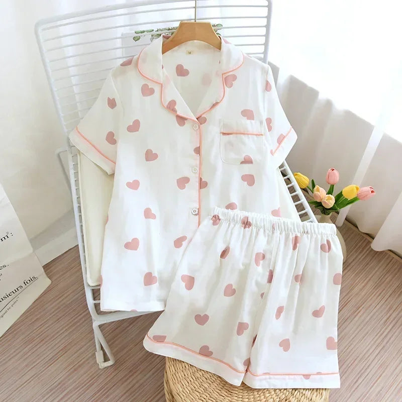 Ensemble Pyjama Femme 100% Coton – T-shirt Manches Courtes & Short - Livraison Offerte