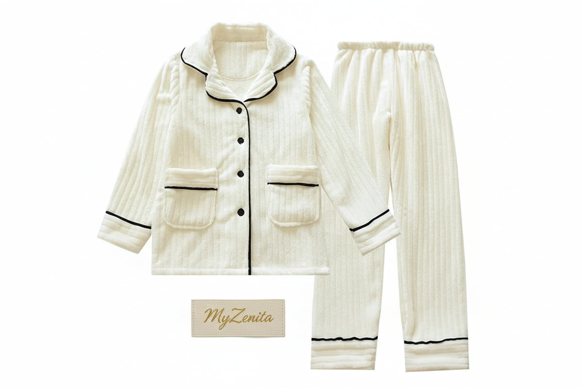 Pyjama Femme en Polaire Épaisse – Col Carré
