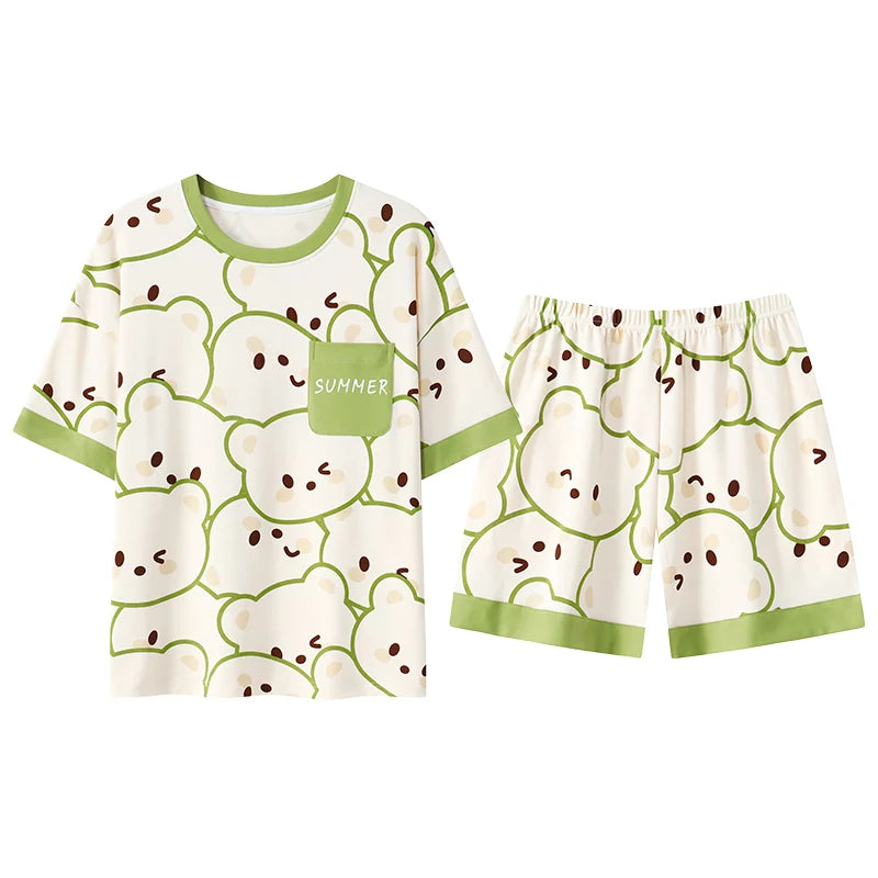 Pyjama Femme Été Coton – Ensemble Short & T-shirt avec Maintien Intégré