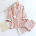 Pyjama Kimono Femme 100% Coton Crêpe - Ensemble 2 Pièces Manches Longues - Printemps Automne - Livraison Offerte FR & EU