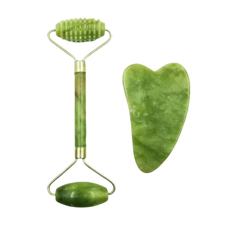 Rouleau Massant en Jade Naturel & Gua Sha – Soin Visage Anti-Âge | MyZenita