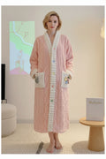 Robe de chambre en peluche  pour femmes, style cardigan chaud