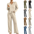 Ensemble Femme 2 Pièces – Haut à Manches Longues & Pantalon Large