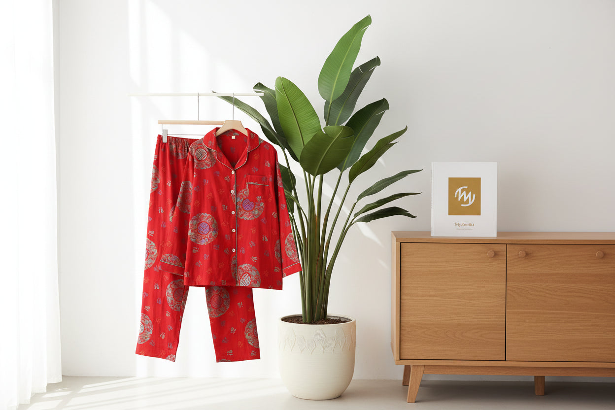 Pyjama Femme Coton Motif Floral Automne/Printemps – Ensemble 2 Pièces Confort – Livraison Offerte FR & EU