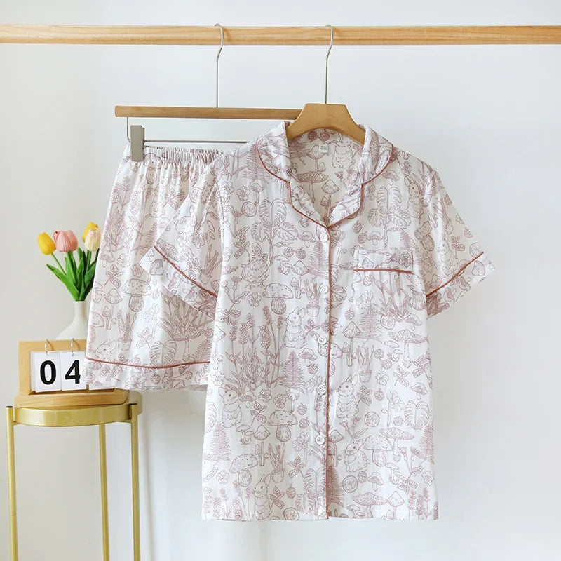 Ensemble Pyjama Femme 100% Coton – T-shirt Manches Courtes & Short - Livraison Offerte