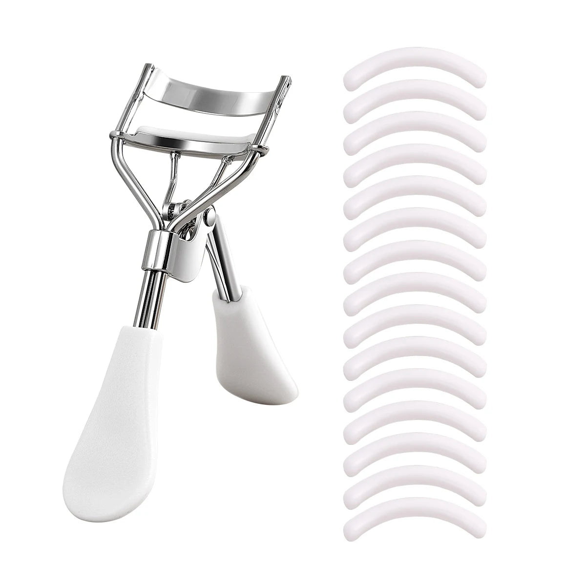 Recourbe-Cils Portable en Acier Inoxydable avec 15 Pads en Silicone