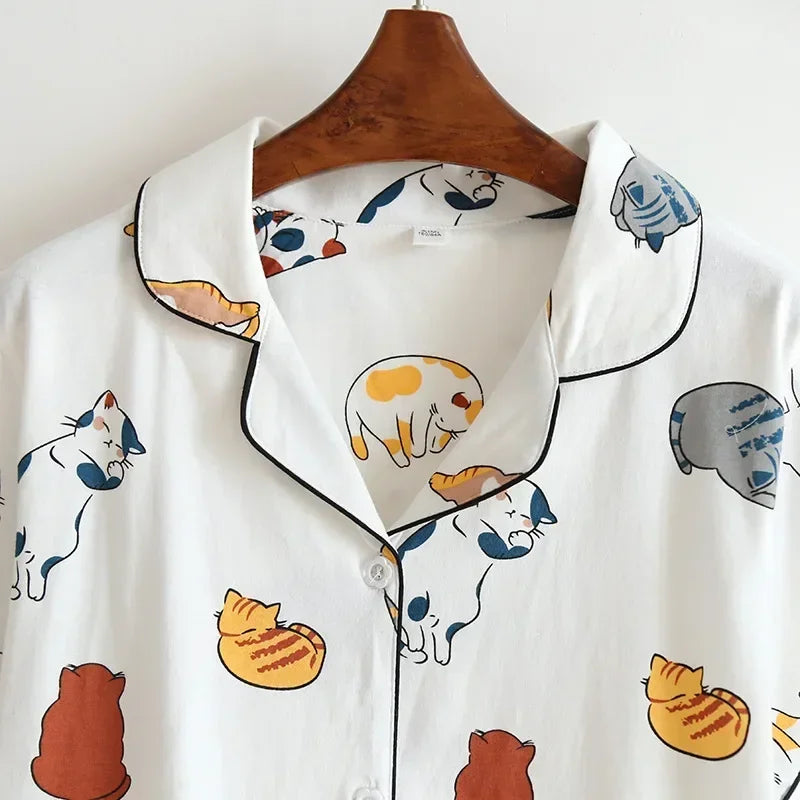 Ensemble Pyjama Femme 100% Coton – T-shirt Manches Courtes & Short - Livraison Offerte