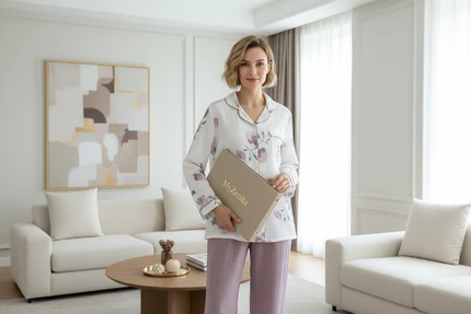 Pyjama Femme 100% Coton Crêpe Japonais – Ensemble 2 Pièces Manches Longues Floral Minimaliste – Livraison Offerte FR & EU