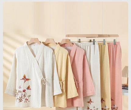Pyjama Kimono Femme Élégant – Lyocell Coton Lin – Livraison Offerte FR & EU