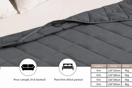 Couverture Lestée Adulte 4-8kg – Sommeil Profond Anti-Stress