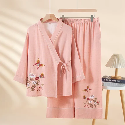 Pyjama Kimono Femme Élégant – Lyocell Coton Lin – Livraison Offerte FR & EU