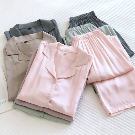 Pyjama Femme Satin Coton – Ensemble 2 Pièces Manches Longues Printemps – Livraison Offerte FR & EU
