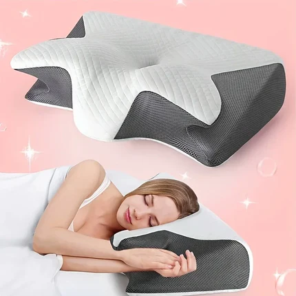 Oreiller Ergonomique en Forme de Corne 2025 – Soutien Cervical pour Dormeurs Latéraux, Dos & Ventre