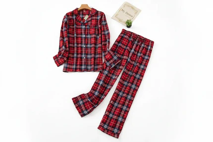 Pyjama Femme Flanelle Coton – Ensemble 2 Pièces Imprimé Kawaii & Carreaux | Livraison Offerte