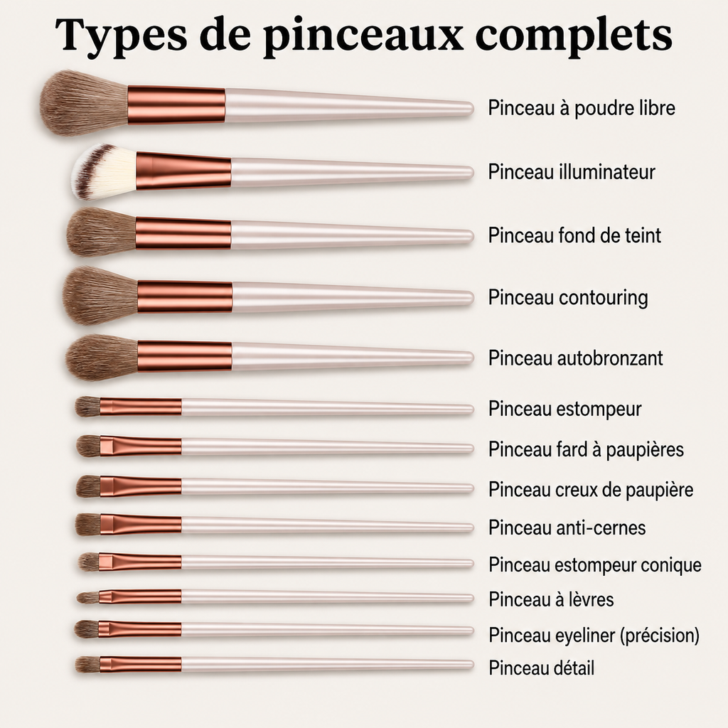 Set 13 Pinceaux Maquillage Professionnel – Poils Doux & Sac de Rangement | Livraison Offerte FR & EU
