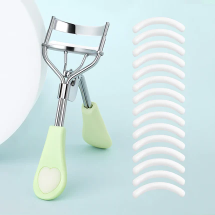 Recourbe-Cils Portable en Acier Inoxydable avec 15 Pads en Silicone