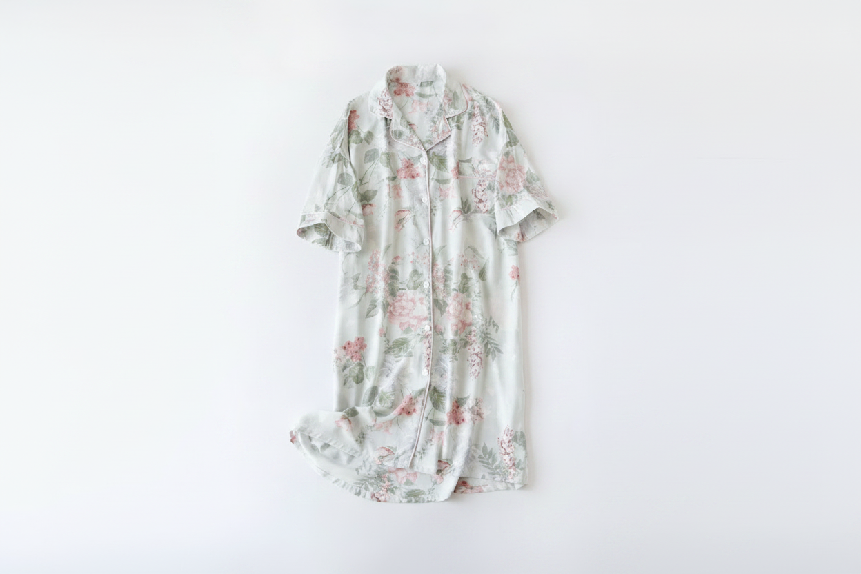 Vert Menthe Fleuri – Chemise de Nuit